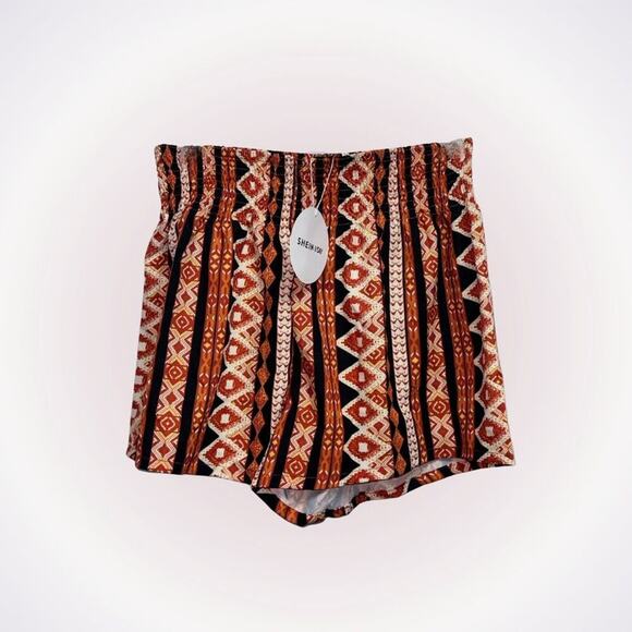 SHEIN Orange and Black Stretch Waist Shorts | Sz M, NWT - Picture 1 of 5